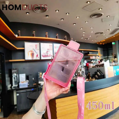 Notebook Design Portable Water Bottle with Adjustable Strap - Leakproof & Durable