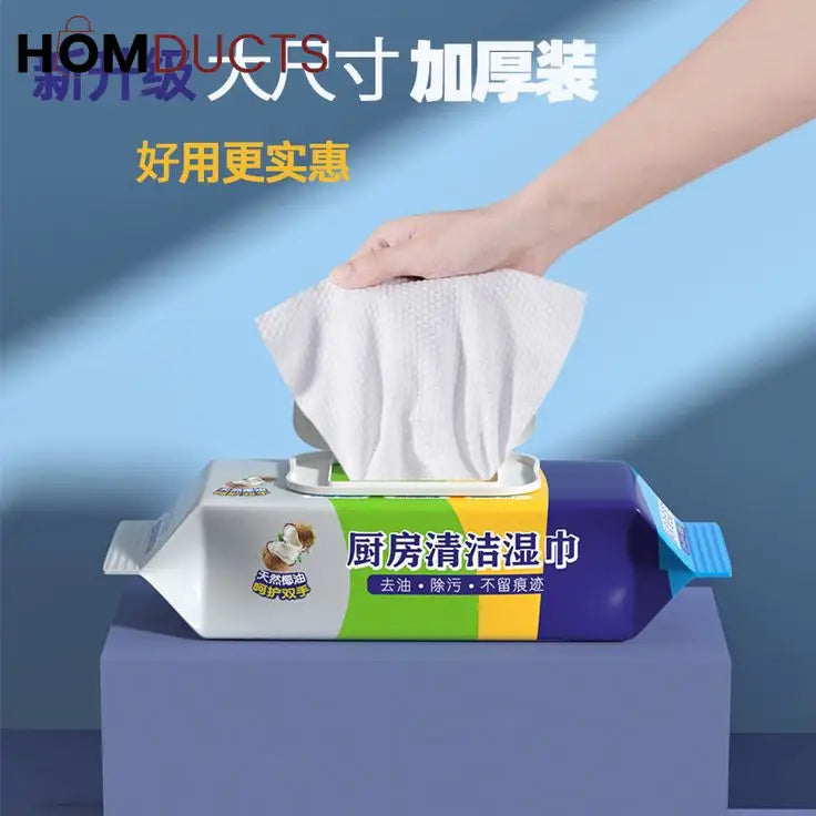 Oil & Grease Remover Kitchen Cleaning Wipes – Wash-Free & Gentle on Hands