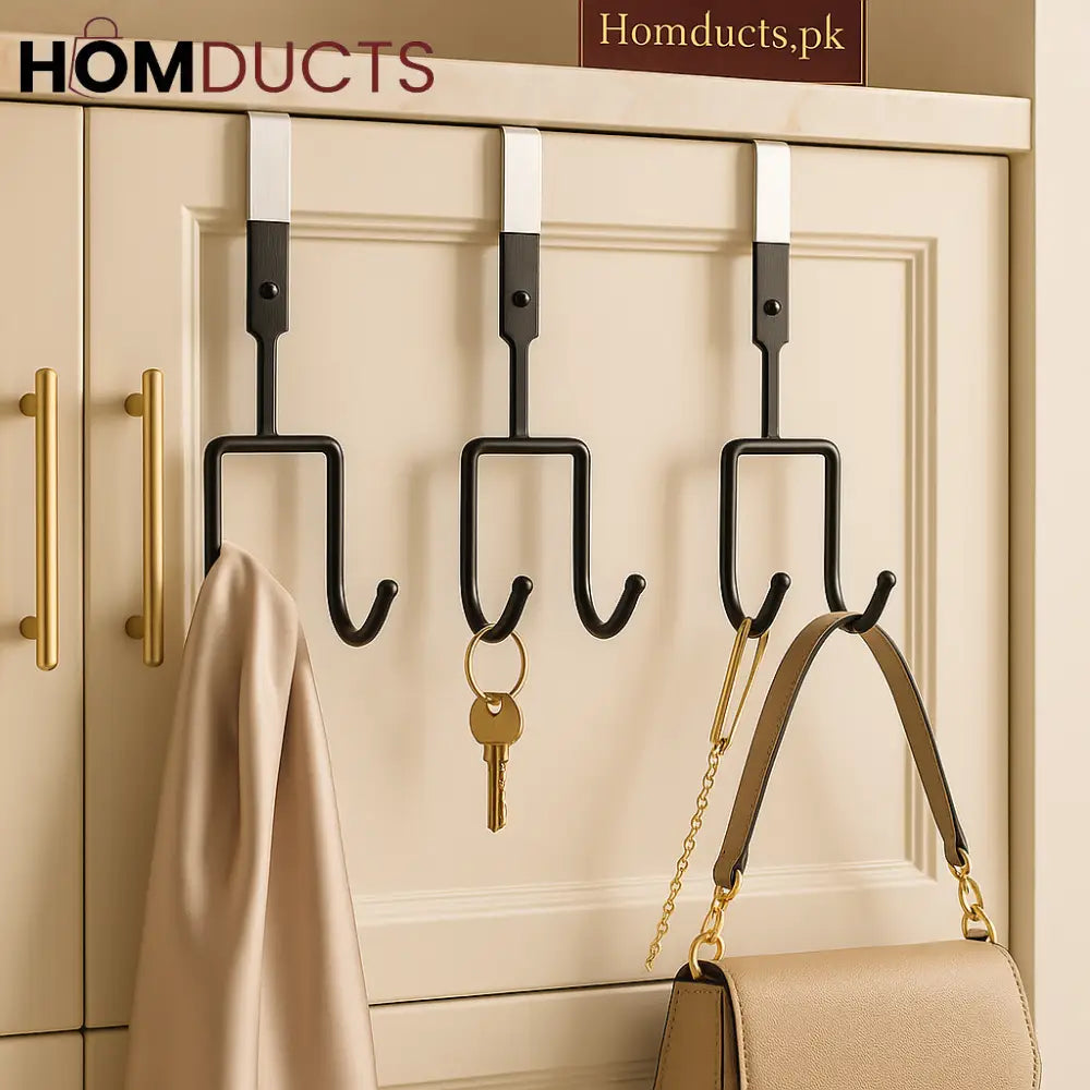 Over-the-Door Dual Hook Organizer Heavy-Duty Metal Hanger Set-1pc