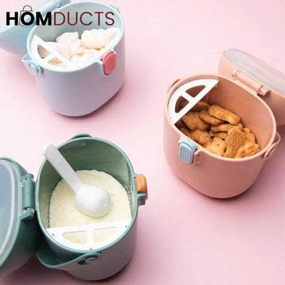 Pastel Baby Formula Dispenser with Scoop – Airtight & Portable Milk Powder Container