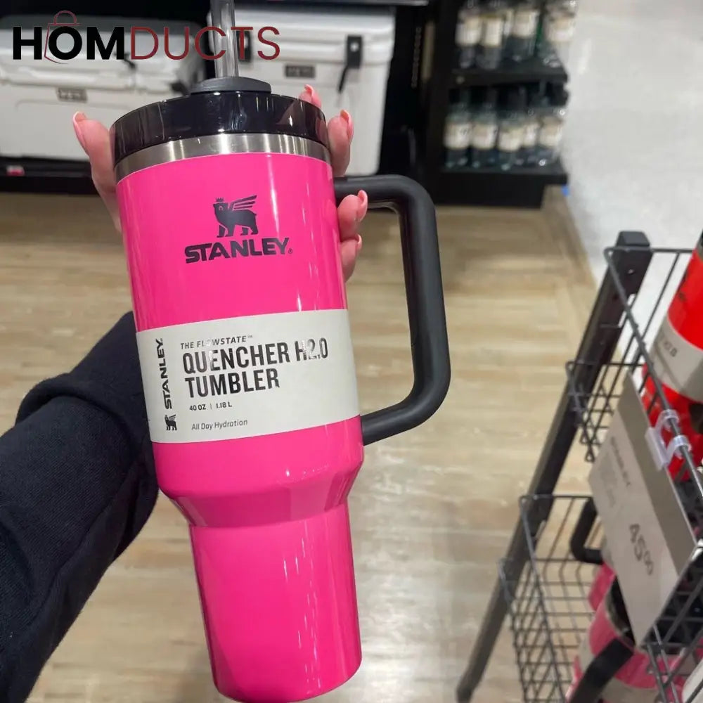 Pink Stanley Quencher H2.0 Tumbler 40oz - Insulated Hydration Mug"