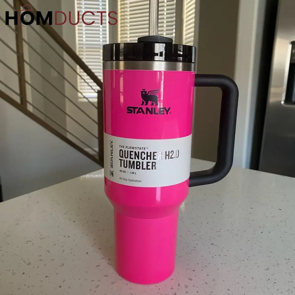 Pink Stanley Quencher H2.0 Tumbler 40oz - Insulated Hydration Mug"