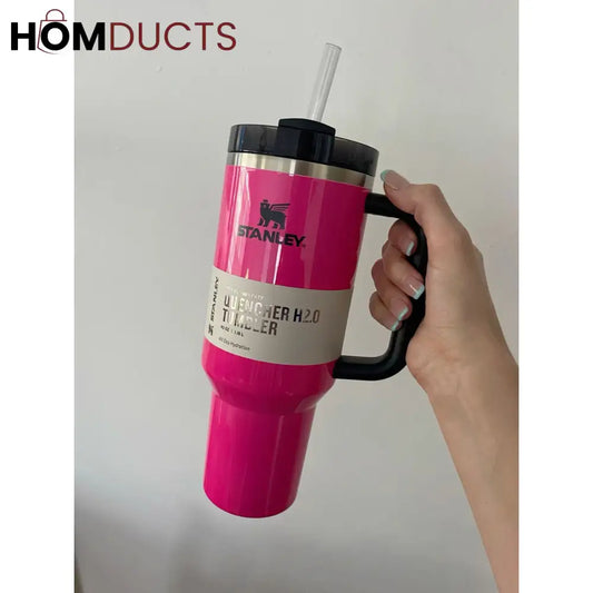 Pink Stanley Quencher H2.0 Tumbler 40oz - Insulated Hydration Mug"