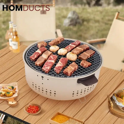 Portable Charcoal Grill with Wood Handles – Outdoor Tabletop BBQ for Camping & Picnics