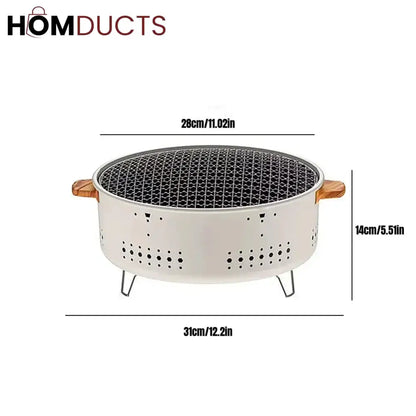 Portable Charcoal Grill with Wood Handles – Outdoor Tabletop BBQ for Camping & Picnics