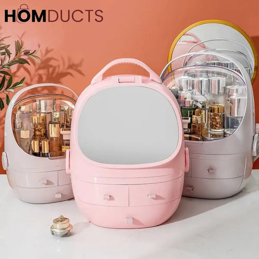 Portable Cosmetic Organizer With led light Mirror