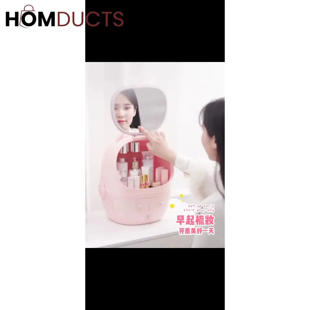 Portable Cosmetic Organizer With led light Mirror