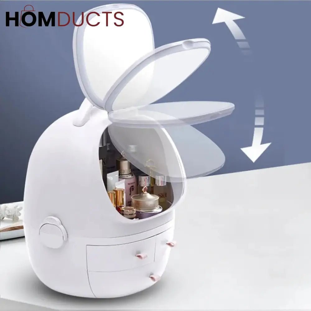 Portable Cosmetic Organizer With led light Mirror