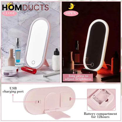 Portable Makeup Box With Led Mirror
