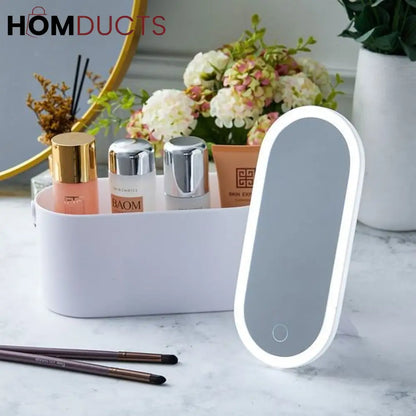 Portable Makeup Box With Led Mirror