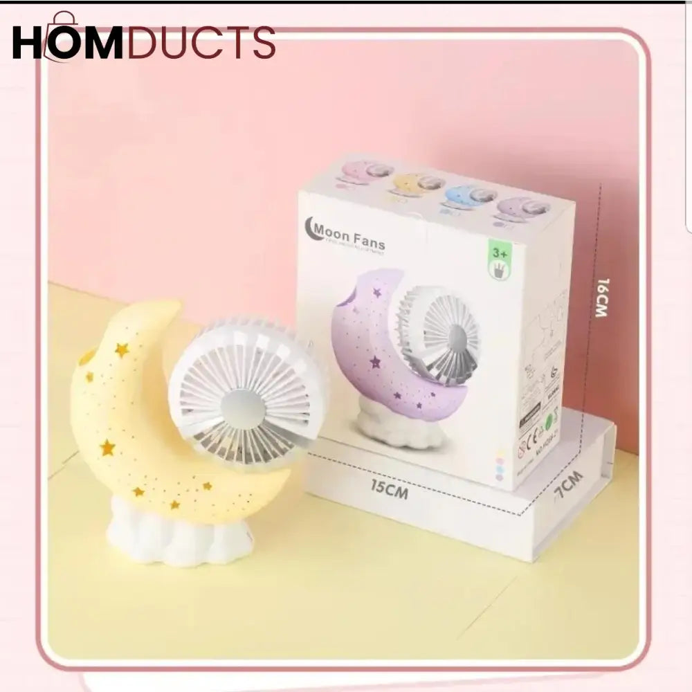 Portable Moon Shaped Fan With Multipurpose Holdern