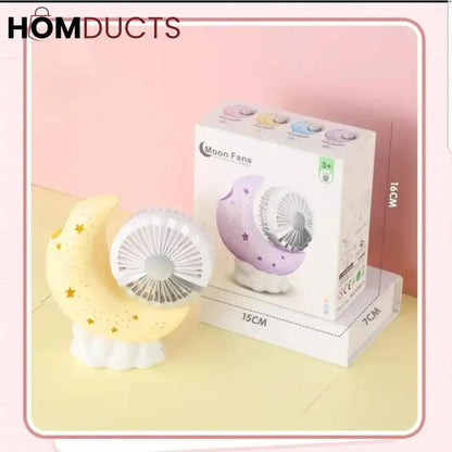 Portable Moon Shaped Fan With Multipurpose Holdern