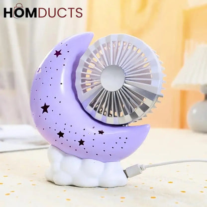 Portable Moon Shaped Fan With Multipurpose Holdern
