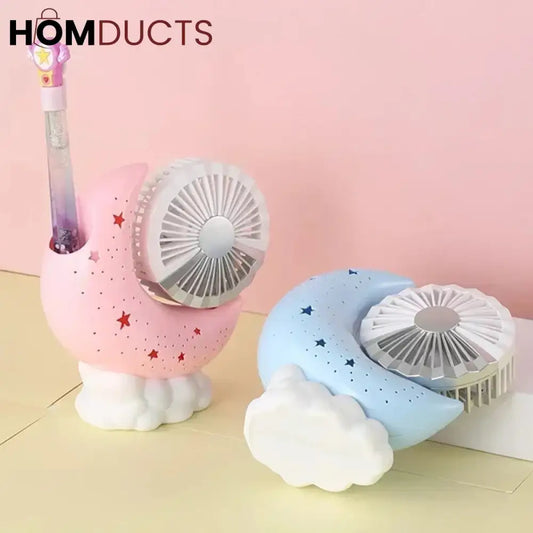 Portable Moon Shaped Fan With Multipurpose Holdern
