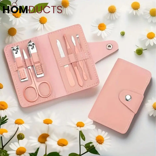 Portable Nail Kit With Leather Pouch
