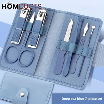 Portable Nail Kit With Leather Pouch