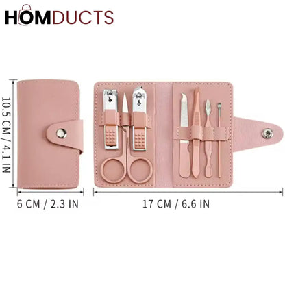 Portable Nail Kit With Leather Pouch