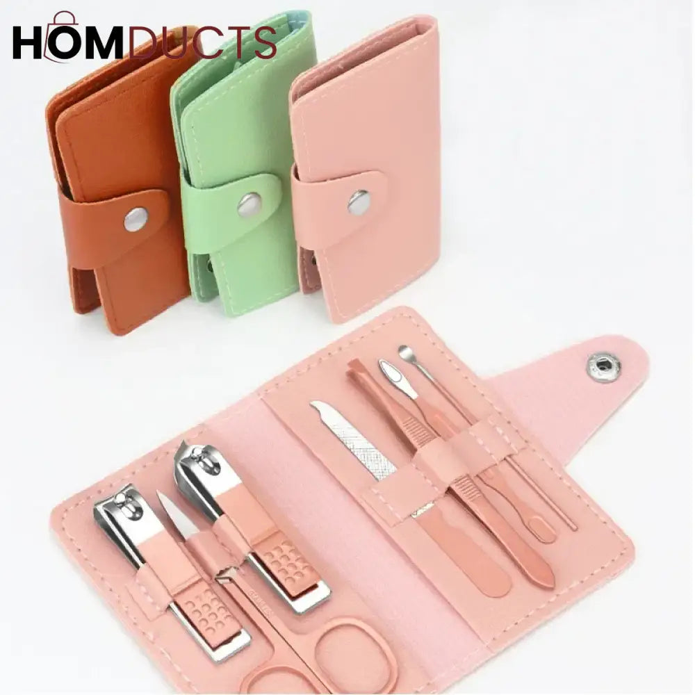 Portable Nail Kit With Leather Pouch