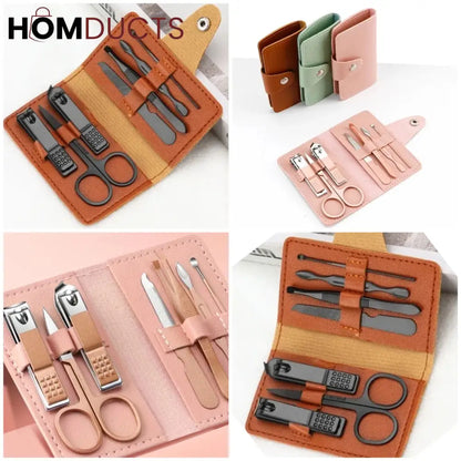 Portable Nail Kit With Leather Pouch