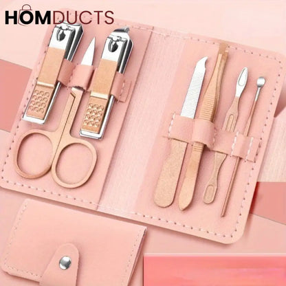 Portable Nail Kit With Leather Pouch