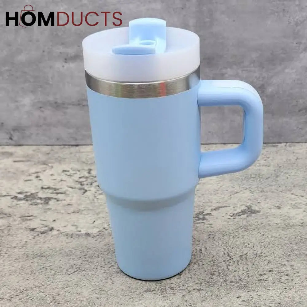 Premium 14oz Stainless Steel Tumbler with Handle, Lid & Straw - Insulated & Portable