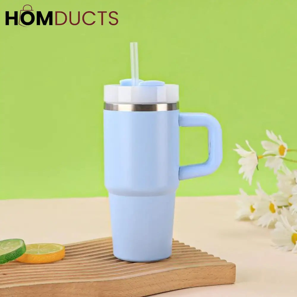 Premium 14oz Stainless Steel Tumbler with Handle, Lid & Straw - Insulated & Portable