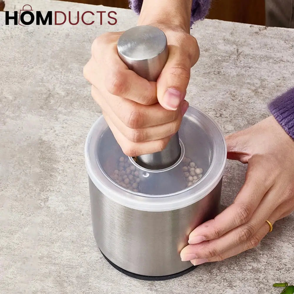 Premium 304 Stainless Steel Garlic Press & Pill Crusher - Manual Mortar and Pestle Set, Rust-Proof Kitchen Tool