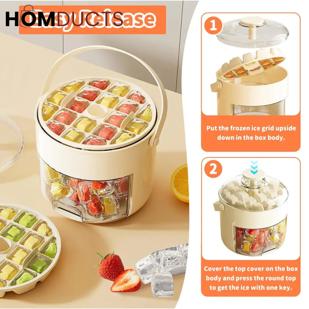 Premium 40-Grid Ice Cube Maker with Storage Box – Food Grade & Easy Release