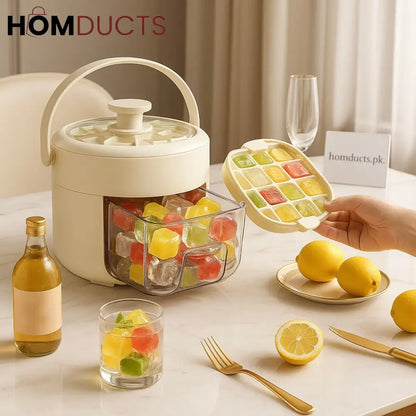 Premium 40-Grid Ice Cube Maker with Storage Box – Food Grade & Easy Release