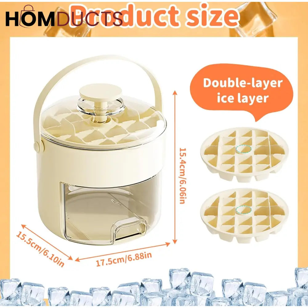 Premium 40-Grid Ice Cube Maker with Storage Box – Food Grade & Easy Release
