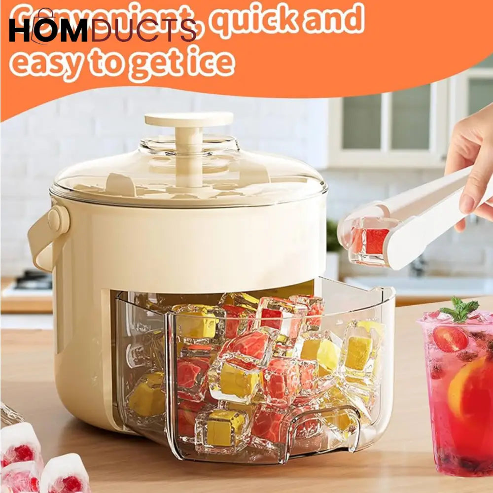 Premium 40-Grid Ice Cube Maker with Storage Box – Food Grade & Easy Release