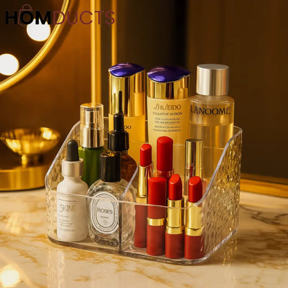 Premium Acrylic Makeup Organizer – 4-Grid Cosmetic Storage Box
