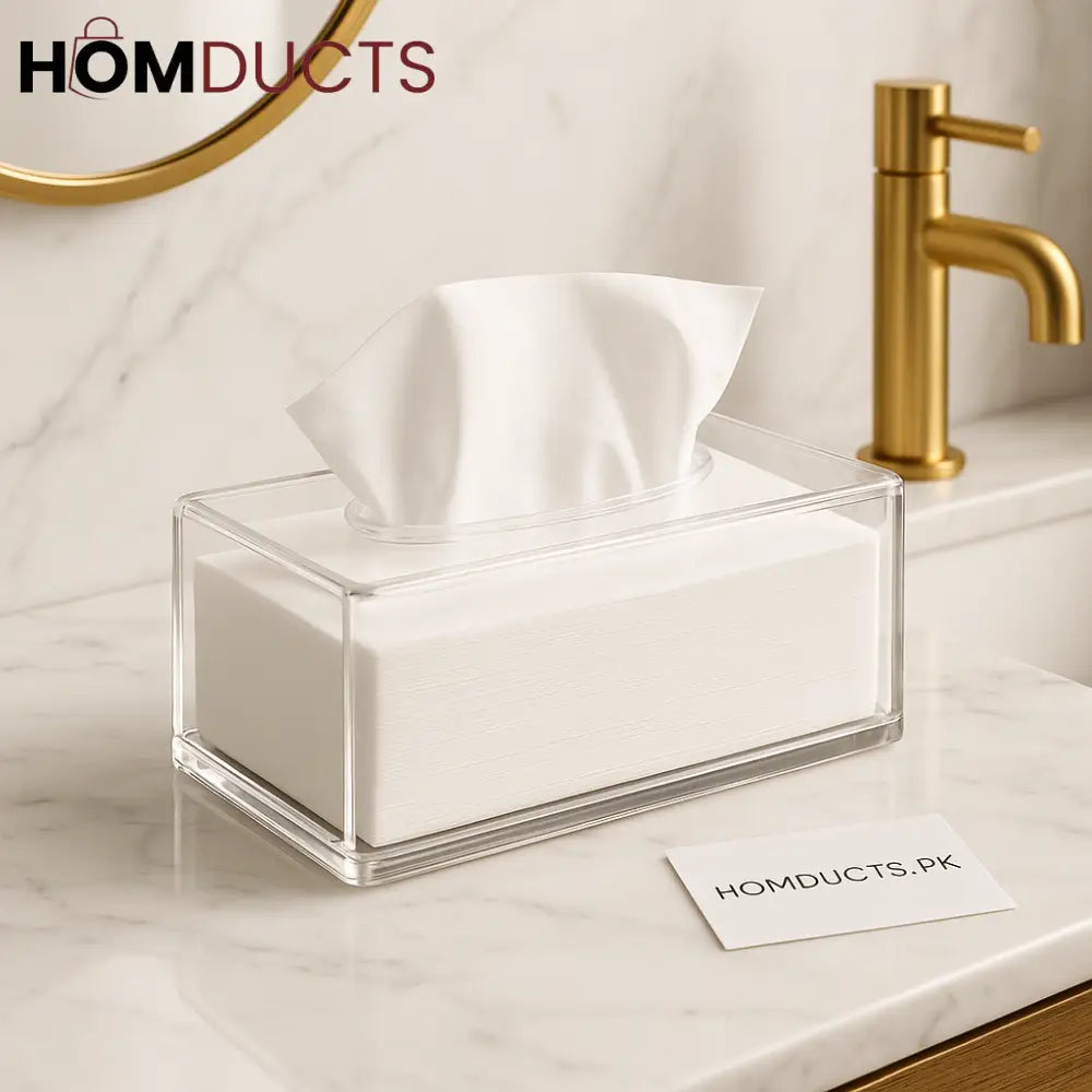 Premium Acrylic Tissue Box Holder – Crystal Clear, Modern & Stylish Dispenser