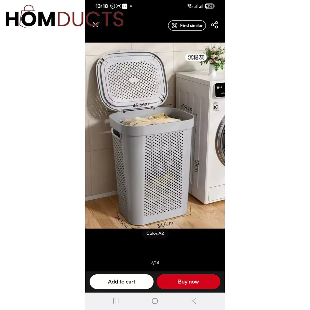 Premium Flip-Top Laundry Basket – Large Capacity with Ventilated Design