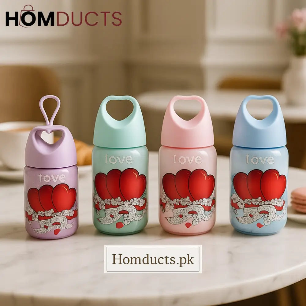 Premium Kids Water Bottles with Heart Handle – Leakproof, BPA-Free, 400ml