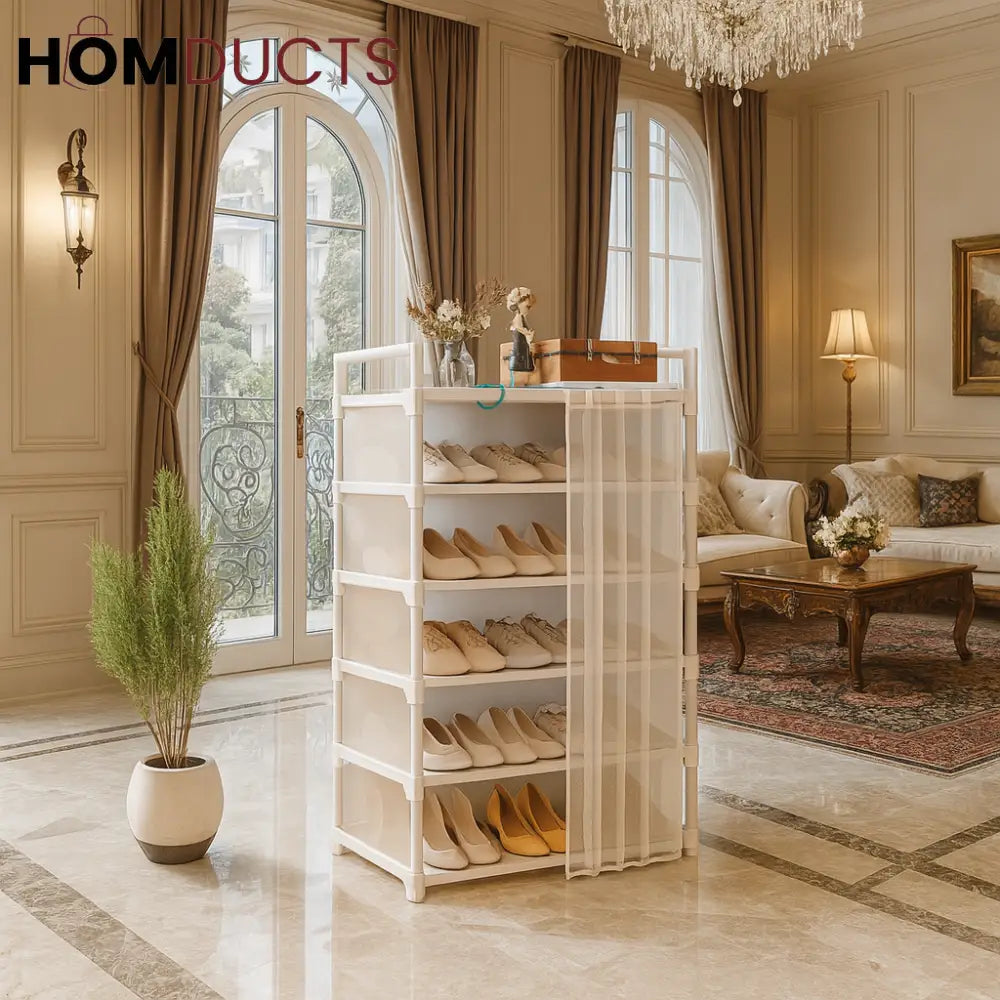 Premium Multi-Layer Shoe Rack with Dust Cover – Elegant Storage Organizer