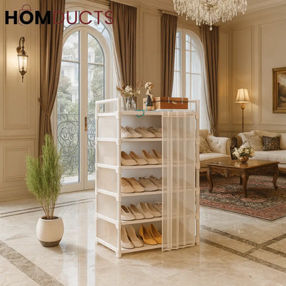 Premium Multi-Layer Shoe Rack with Dust Cover – Elegant Storage Organizer