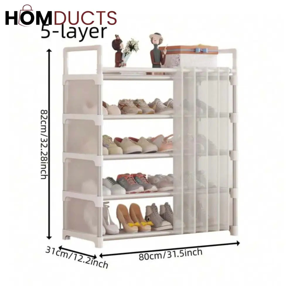 Premium Multi-Layer Shoe Rack with Dust Cover – Elegant Storage Organizer