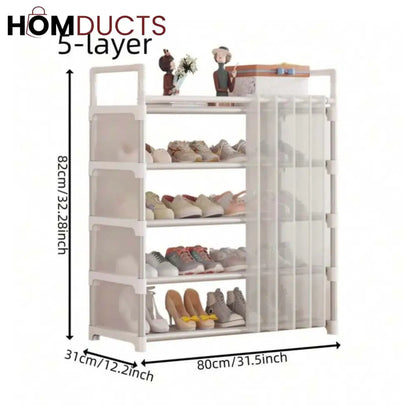 Premium Multi-Layer Shoe Rack with Dust Cover – Elegant Storage Organizer