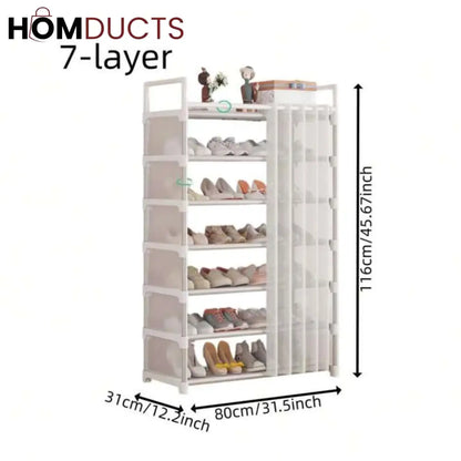 Premium Multi-Layer Shoe Rack with Dust Cover – Elegant Storage Organizer