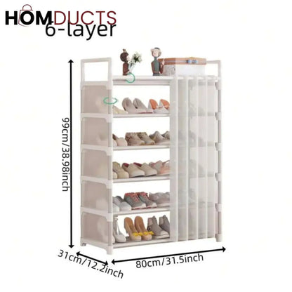 Premium Multi-Layer Shoe Rack with Dust Cover – Elegant Storage Organizer