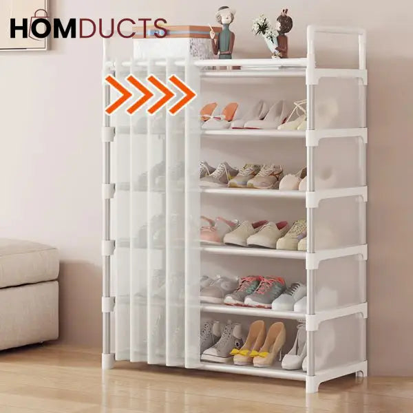 Premium Multi-Layer Shoe Rack with Dust Cover – Elegant Storage Organizer
