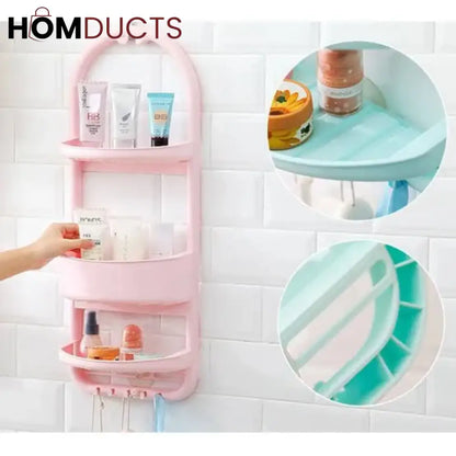 Premium Multi-Layer Shower Organizer Rack – Wall Hanging Bathroom Storage Caddy with Hooks