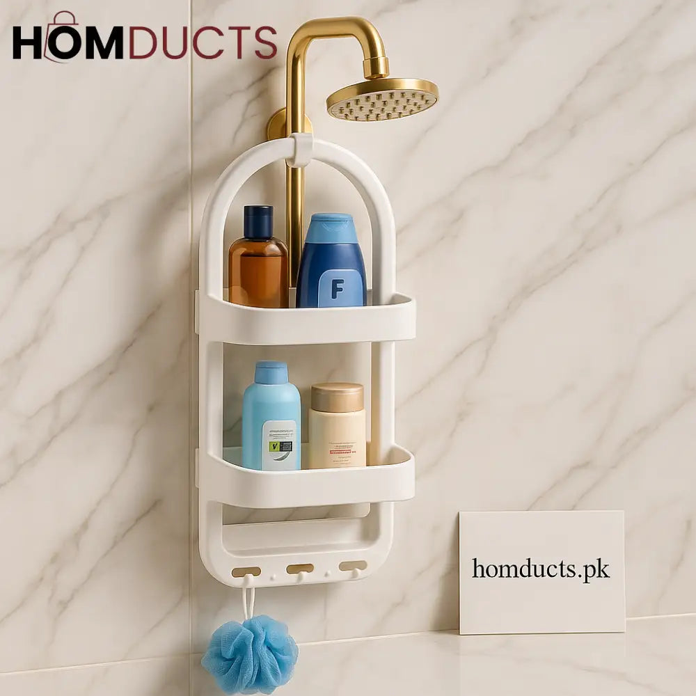 Premium Multi-Layer Shower Organizer Rack – Wall Hanging Bathroom Storage Caddy with Hooks
