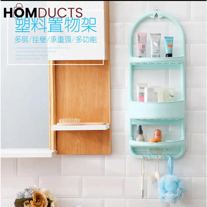 Premium Multi-Layer Shower Organizer Rack – Wall Hanging Bathroom Storage Caddy with Hooks