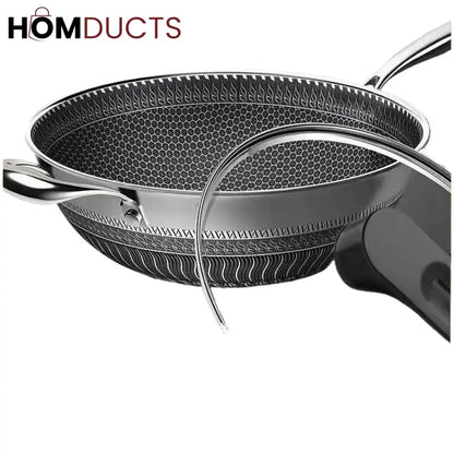 Premium Non-Stick Honeycomb Wok - 316 Stainless Steel, Gas & Induction Compatible Cookware