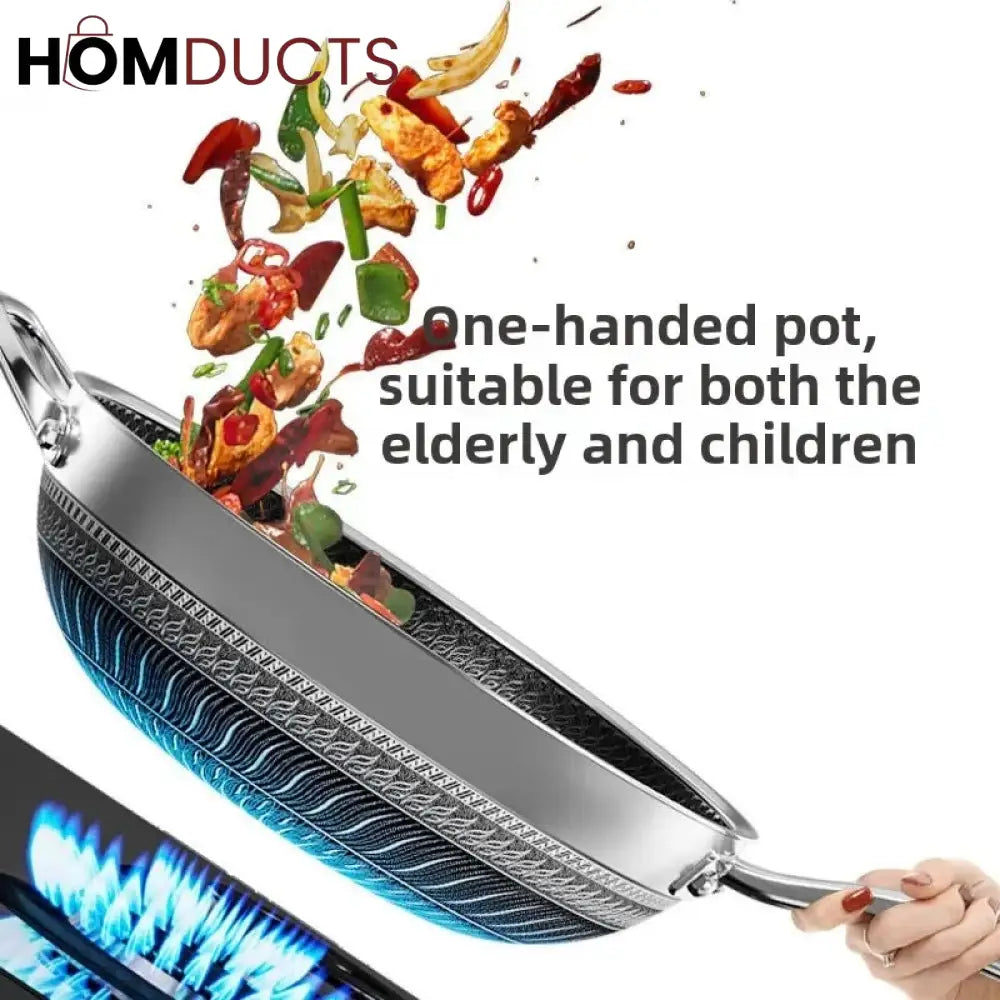 Premium Non-Stick Honeycomb Wok - 316 Stainless Steel, Gas & Induction Compatible Cookware