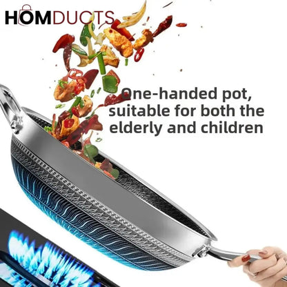 Premium Non-Stick Honeycomb Wok - 316 Stainless Steel, Gas & Induction Compatible Cookware