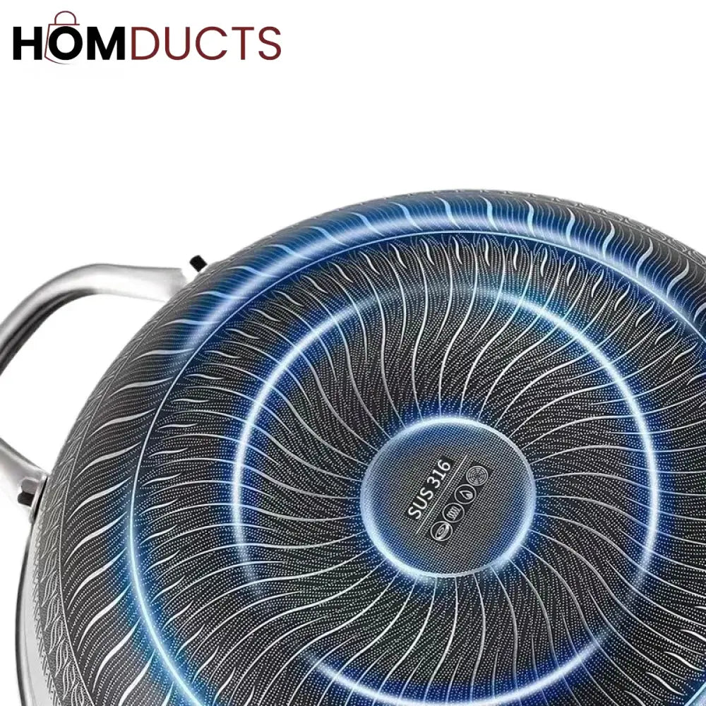 Premium Non-Stick Honeycomb Wok - 316 Stainless Steel, Gas & Induction Compatible Cookware