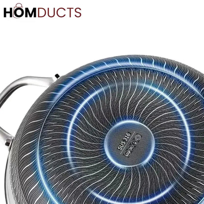 Premium Non-Stick Honeycomb Wok - 316 Stainless Steel, Gas & Induction Compatible Cookware